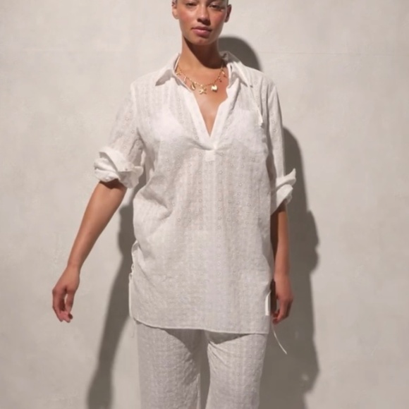 NWT J.Crew White Eyelet Airy side-tie tunic cover-up SZ XS - Picture 8 of 8